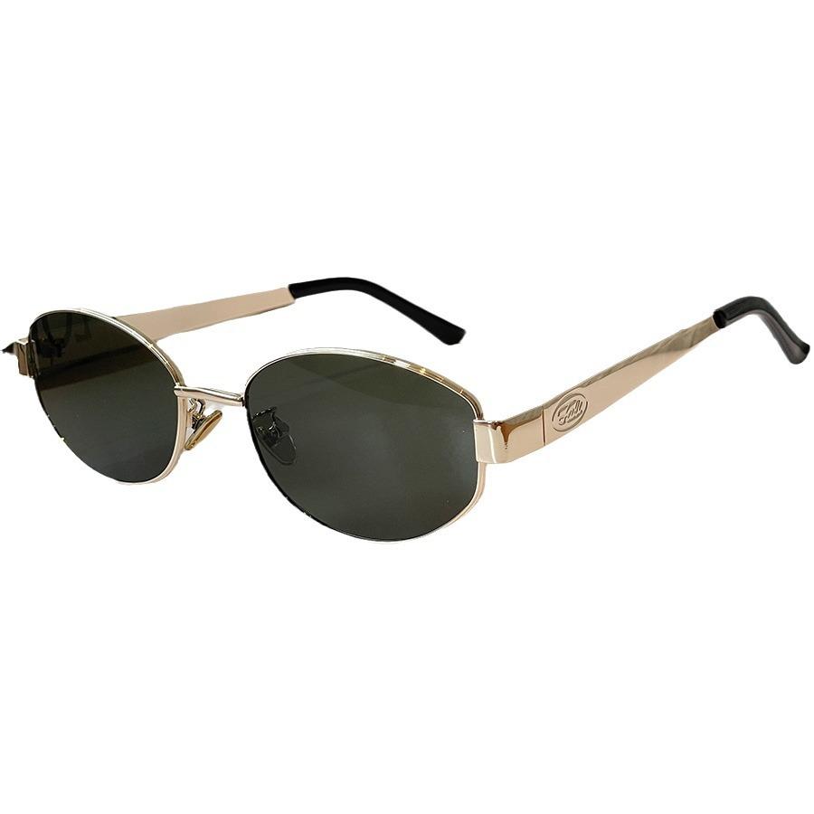 Old Money Stil Sonnenbrille Damen Foto Temperament Retro Oval Sonnenbrille Herren Hongkong Stil Metallrahmen Trend