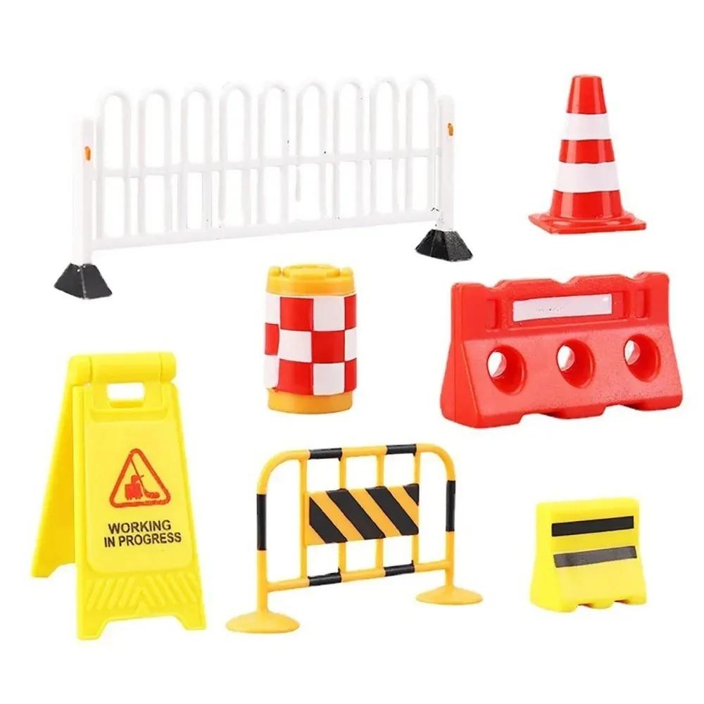 10pcs Mini Traffic Signs Roadblock Toy for Kids Construction Car Theme Party Traffic Cone Sport Training Figurines & Miniatures