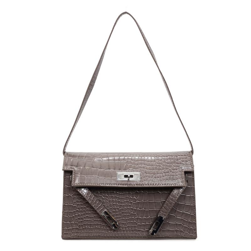 Crocodile pattern portable baguette bag women's 2026 spring new light luxury shoulder messenger bag