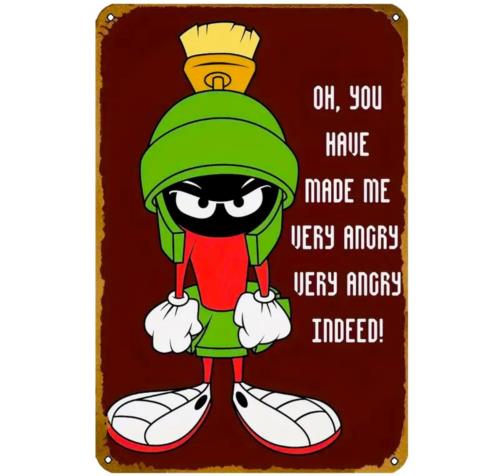 Vintage Marvin The Martian Metal Sign Retro Cartoon Quote Wall DecorAluminum 20x30cm(7.8x11.8inch)