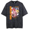 Men Oversized Printed Tshirts Bocchi Club Music Band Anime Bocchi The Rock Cotton Tops Creative Crew Neck Tees Washed TShirt