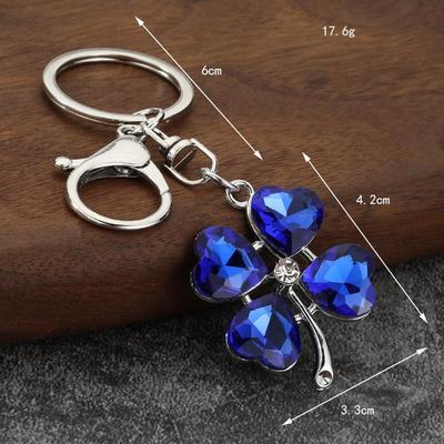 Trendy Luxury Rhinestone Four-Leaf Clover Keychain Fashion Exquisite Green Leaf Keyring Bag Charms For Women Gifts