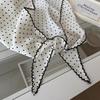 Women's White Head Scarf Korean Polka Dot Scarf Kawaii Triangle Scarf French Small Fresh Scarf Silk Scarf For Hair Sweet Style