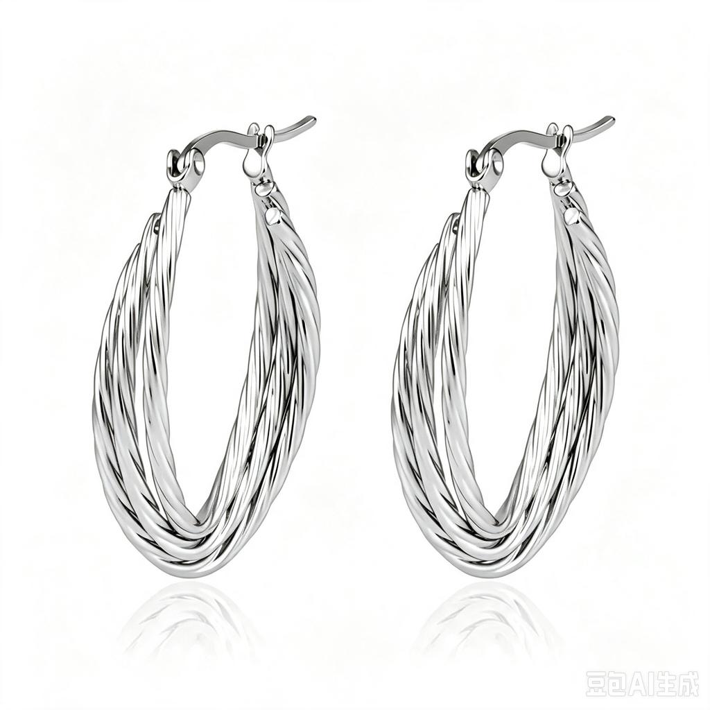 Direct supply multi-layer stainless steel earrings women's trend light luxury versatile earrings plated 18k earrings fashion