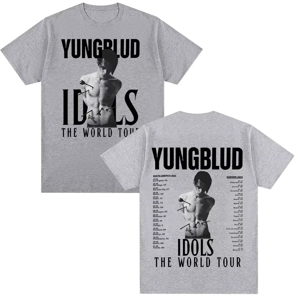 Y2K Harajuku Tee Yungblud IDOLS The World Tour 2025 T Shirt Hip Hop T-shirts Casual Cotton Oversized T Shirt Streetwear Unisex