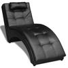 VidaXL Chaise Longue with Pillow Black Faux Leather