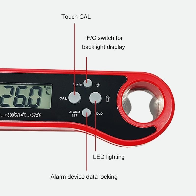 Brief Flexible BBQ Thermograph Twin Wear Resistant Probes Instantaneous Read LCD Screen for Outdoor Cooking
