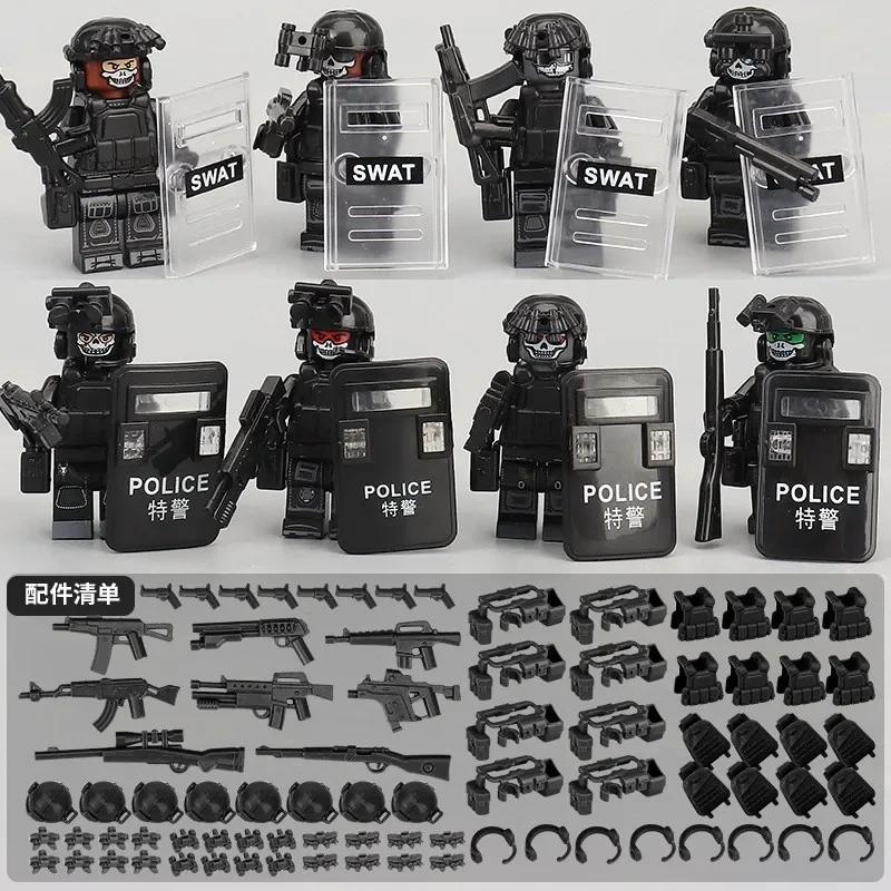 Совместимые конструкторы Lego военные минифигурки полиция привидение спецназ минифигурки детский пазл игрушка светло-серый