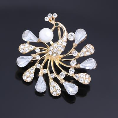 Spilla espositiva a forma di pavone con spilla piena di squisiti accessori per abbigliamento con strass di alta qualità