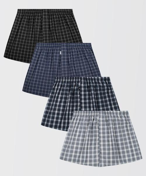 

[James Dean] 4-Pack JD Layered Classic Check Trunks [Shipped from Korea] 100% Authentic 95