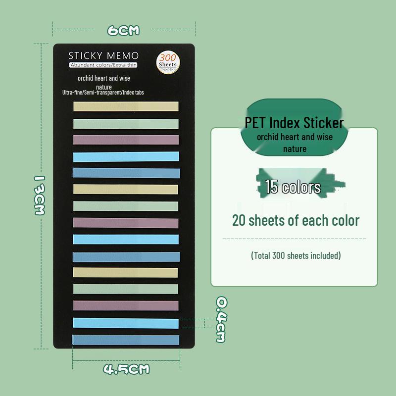 300 Translucent Ultra-Thin PET Index Tabs: Color-Coded Sticky Notes for Marking & Fluorescent Messages