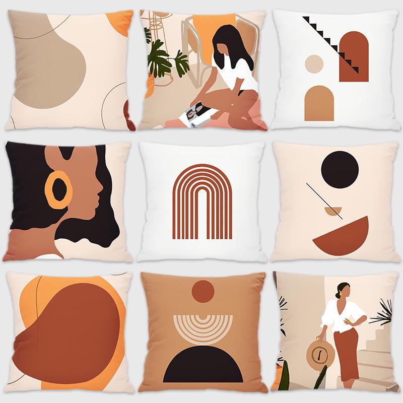 Modern Abstract Character Pillow - Removable, Washable Cushion for Sofa or Bed