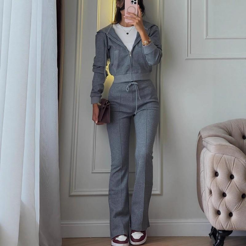 Casual Women s Clothing Fashionable Slim-fitting Sexy Zipper Coat Pants Two-piece Suit S