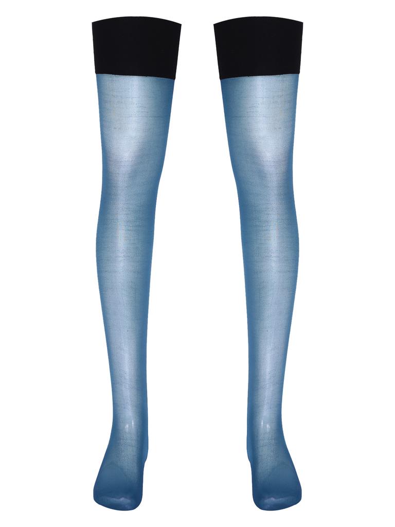 Mens Glossy Stretchy Stockings Sheer Thin Thigh High Socks Costume Accessories