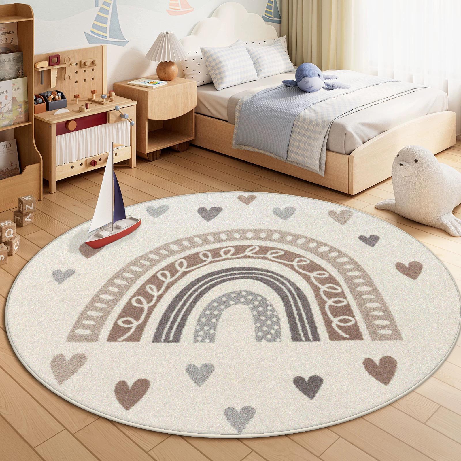 

Круглый ковер Гостиная Детская спальня Изножье кровати Плюшевый коврик для пола Декорация Дом Мультяшный Дорога для игры Противоскользящие ковры Легко чистить 60*60cm