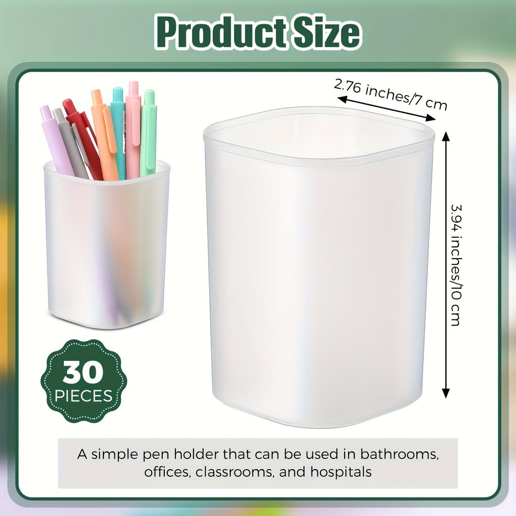 10pcs Frosted Round Plastic Pen Holders - Transparent Desk Organizers for Office, School, and Home Use, for Pens, Pencils