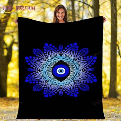 Manta de mal de ojo turco Nazar manta de arte espiritual Vintage de mediados de siglo manta de franela sofá silla manta de viaje