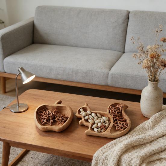 Wooden Snack Tray Cute Cheese Plate Small Appetizer Tray Serving Dish for Nuts Sausages Cupcakes Breadsticks Storage