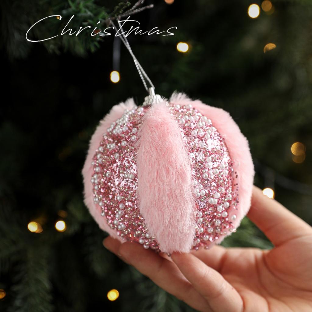 Christmas Tree Ornament Unique Pink Fluffy Christmas Ball Christmas Ball Decoration Modern Holiday Ornament For Festive Holiday