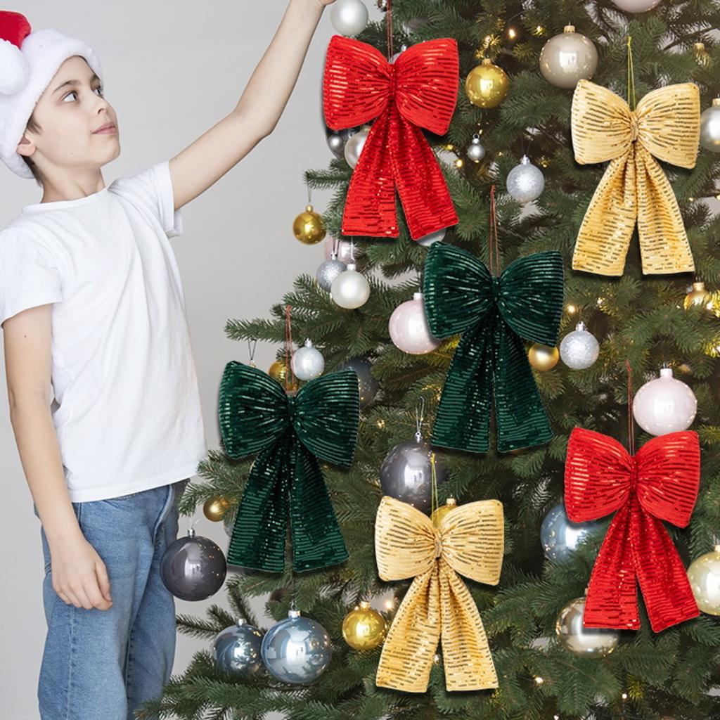 Christmas Decorations High-end Gold Velvet Bow Christmas Flocking Bow Large Red