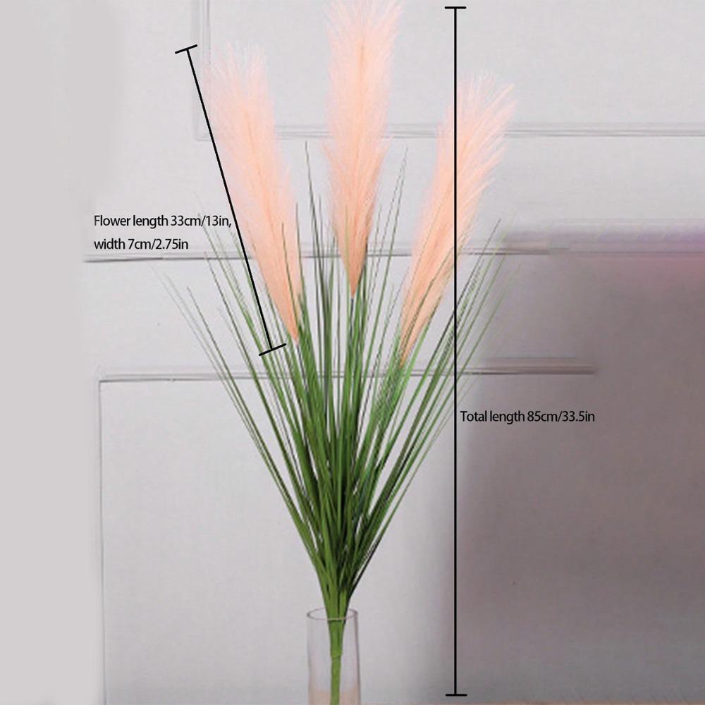 2 Bunches Artificial Greenery Plants with Reed Flower Wheat Grass 85cm Faux Reed Grass Fake Shrubs Pampas Flower Bouquet for Home Garden Wedding Decor