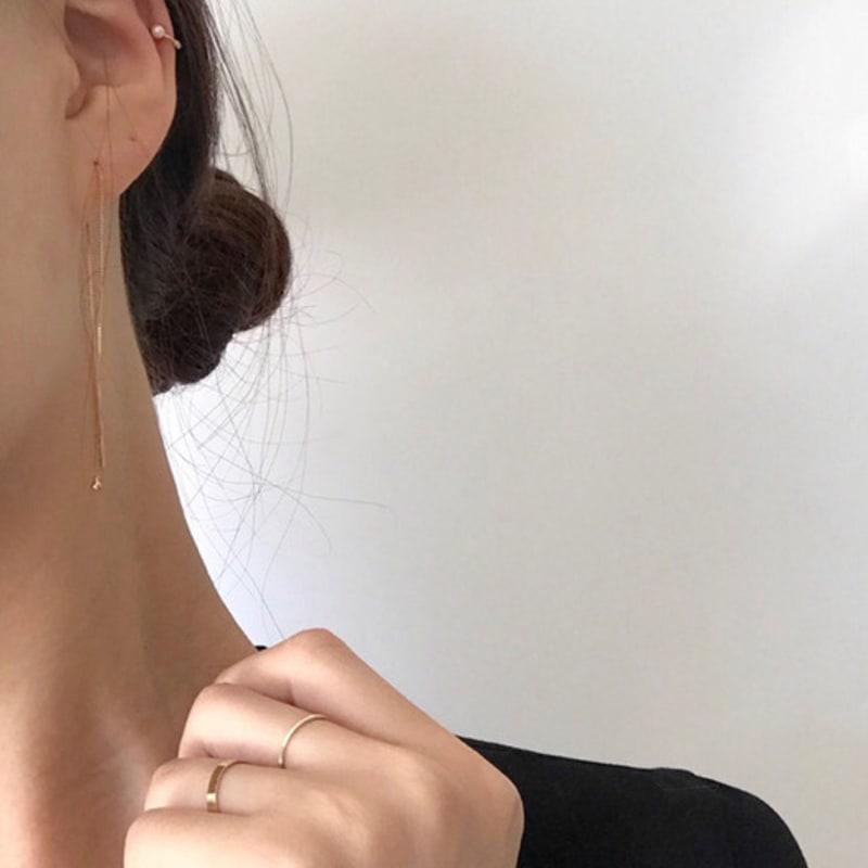 Taupe 14k Gold Basic Pearl Ring - One-touch Pearl Hoop Earrings