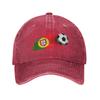 Portugal Flag Soccer Ball Baseball Cap Fashion Distressed Washed Snapback Cap Unisex Women Workouts Adjustable Fit Caps Hat