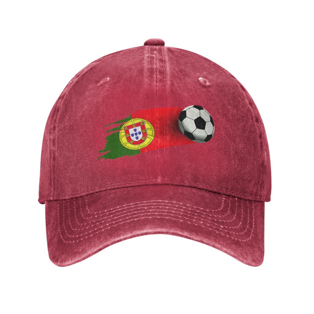 Portugal Flag Soccer Ball Baseball Cap Fashion Distressed Washed Snapback Cap Unisex Women Workouts Adjustable Fit Caps Hat