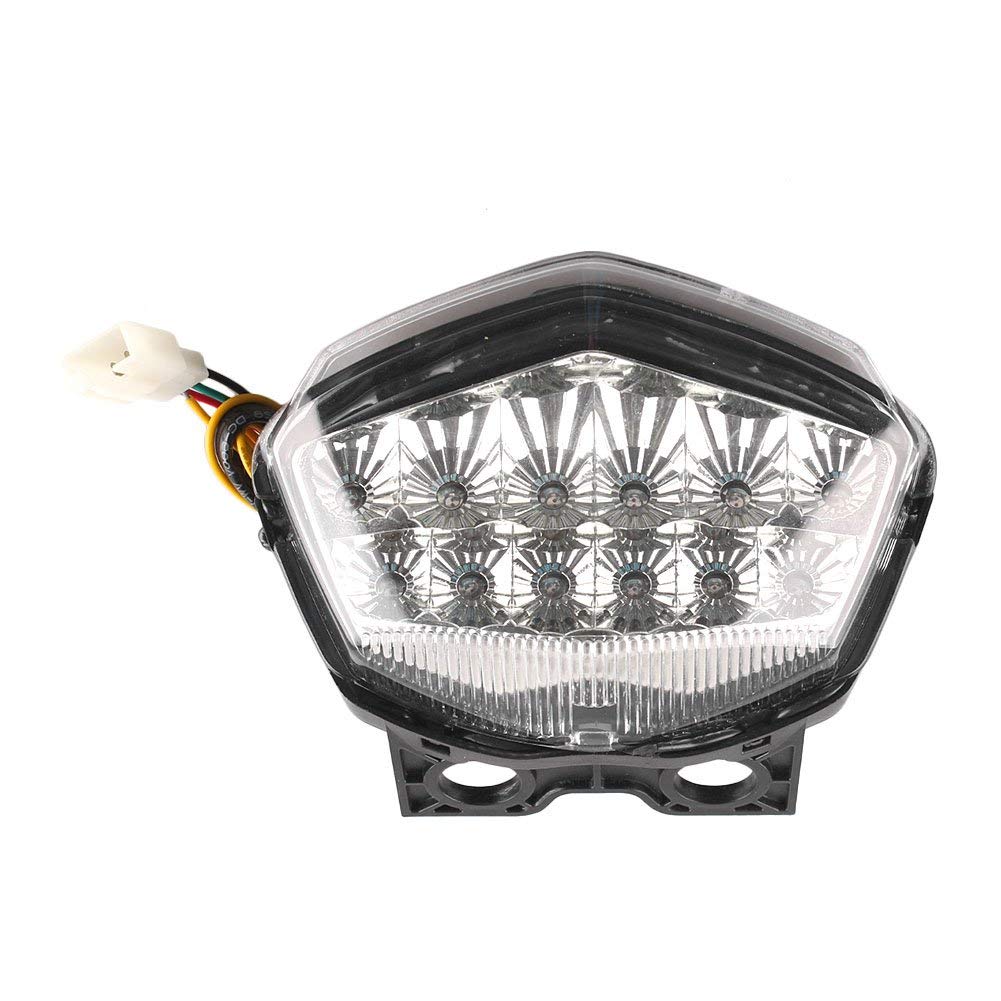 Karun Motorcycle LED Tail Light with Built-in Turn Signal, Clear Lens, Compatible with Kawasaki for Ninja250R 08-12 Years