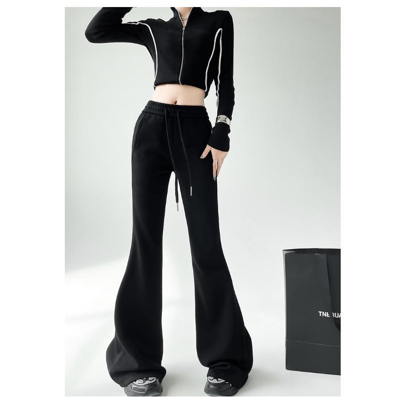 Autumn Winter Women Fashion Micro-pull Pants New Drawstring Sports Casual Sweatpants Solid Color Flared Pants Casual Street Wear Trousers 2339