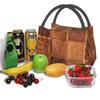 Custom 3D Printing Brown Checkered Cowhide Patche Lunch Bag Women Cooler Thermal Insulated Lunch Boxes for Office Travel