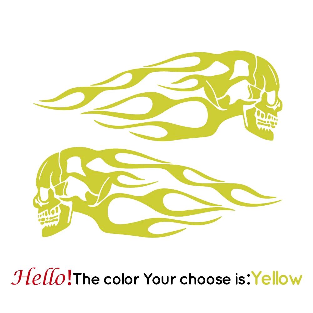 2pcs Skull Flame Vinyl Stickers For Motorcycle General Fuel Tank Flame Sticker Modification Skull Totem Motor Decal