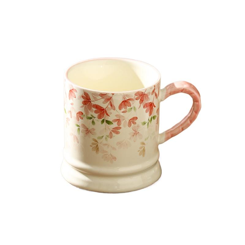 Four Seasons Flowers High Color Value Ceramic Mug Ceramic Household Coffee Mug Couple Cup Drinking Cup 2025 New Household