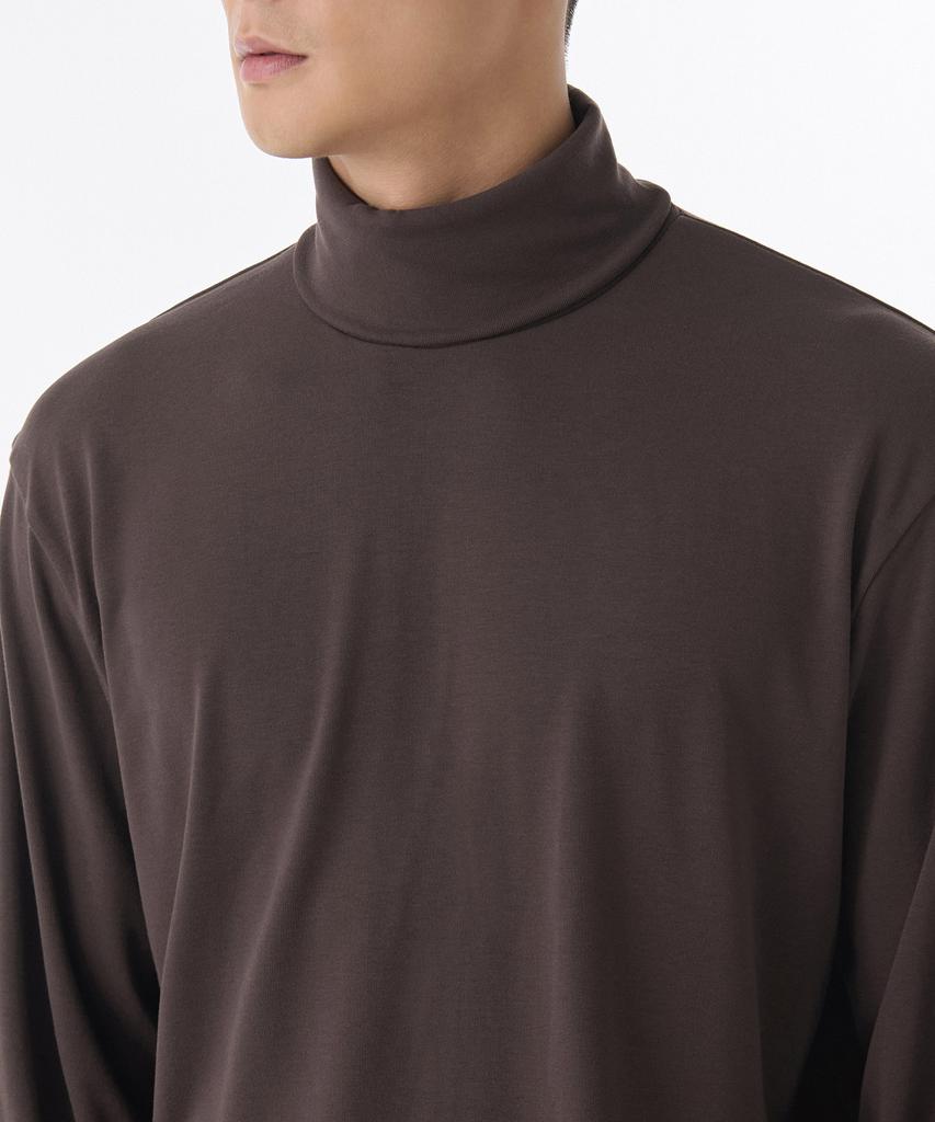 MUSINSA STANDARD Relaxed Turtleneck Long Sleeve Knit T-Shirt [Dark Brown]