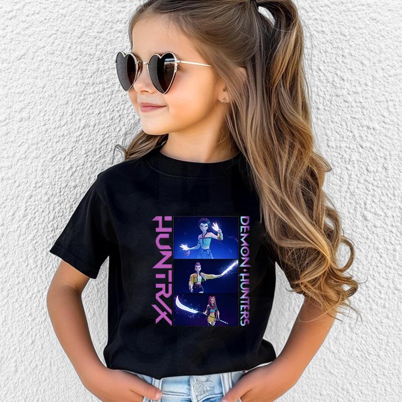 T-Shirts Girls Children's Cartoon Print Fashion Short Sleeve Casual Children's Clothing Top Comfortable