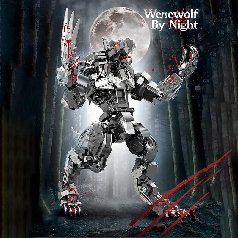 Bai Fen Bai Dolls And Toys Dark/Silver 813Pcs Night Werewolf Building Blocks Armor Mechan Werewolf Model Bricks Desktop Decoration Toys Kids Holiday Gifts