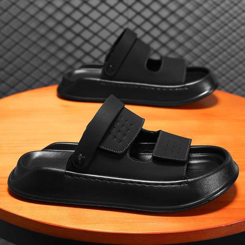 

Мужские летние сандалии, нескользящие и дезодорирующие, спортивные, для улицы, для вождения на работу, двойного назначения, с мягкой подошвой, износостойкие, пляжные шлепанцы 45 чёрный