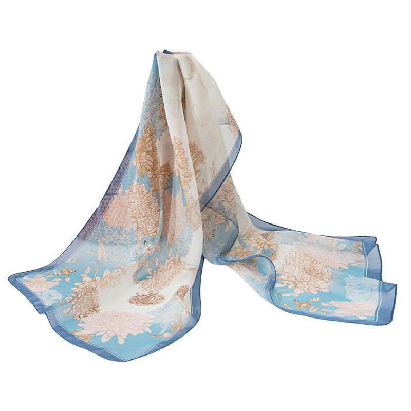 spring and summer fashion high-end mulberry silk summer sun protection shawl thin neck protection foreign style scarf