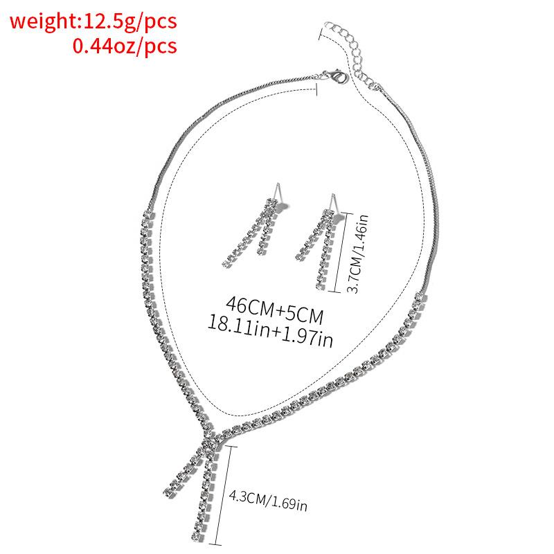 Diamond necklace set jewelry retro high-end fringed earrings women's simple and versatile jewelry