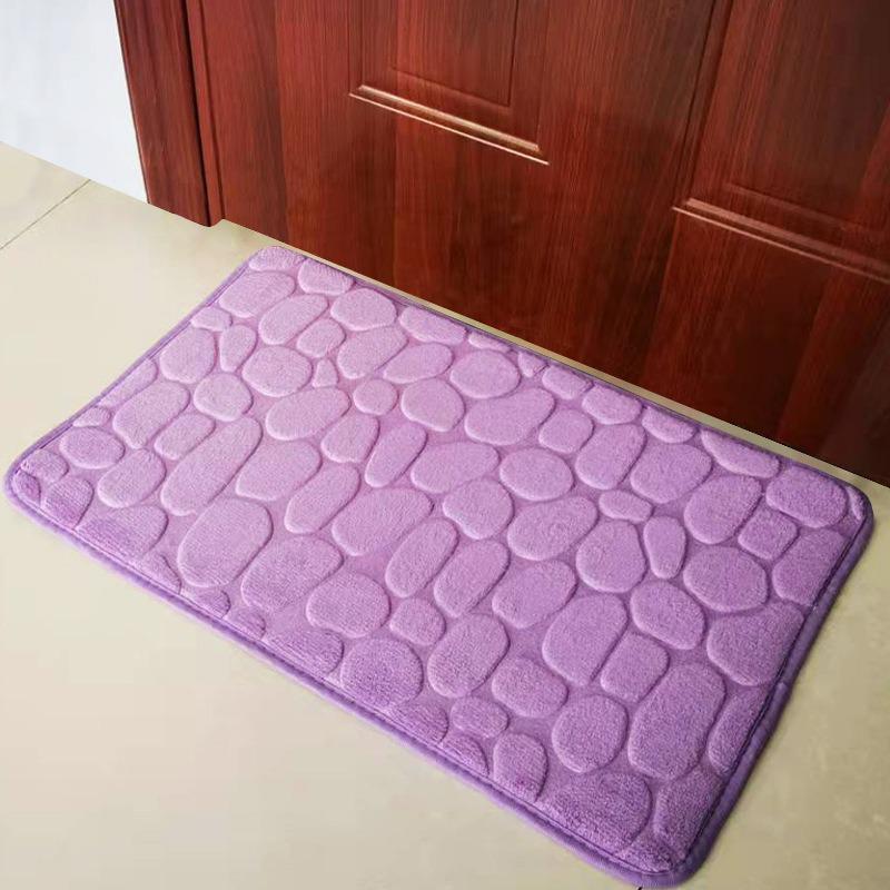 Pebble Print Non-Slip Coral Fleece Bathroom Rug and Toilet Mat Set