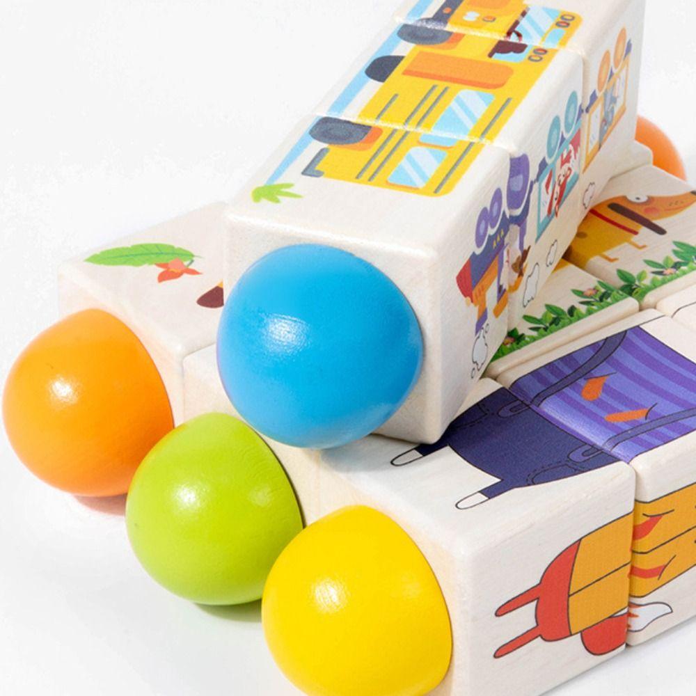 3D Wooden Rotating Puzzle Wooden Grasp Building Block Toys Wooden Jigsaw Puzzle  Childhood