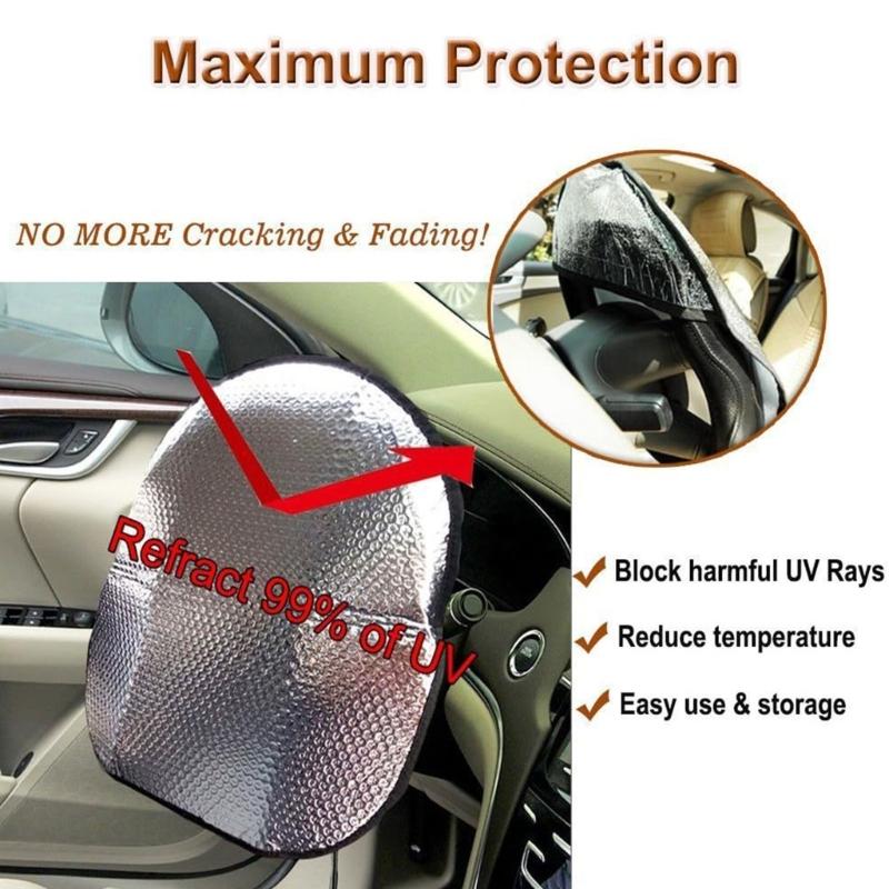 Universal Car Steering Wheel Sunshade Cover Heat Resistant Aluminum Foil Protectors For Most Vehicles