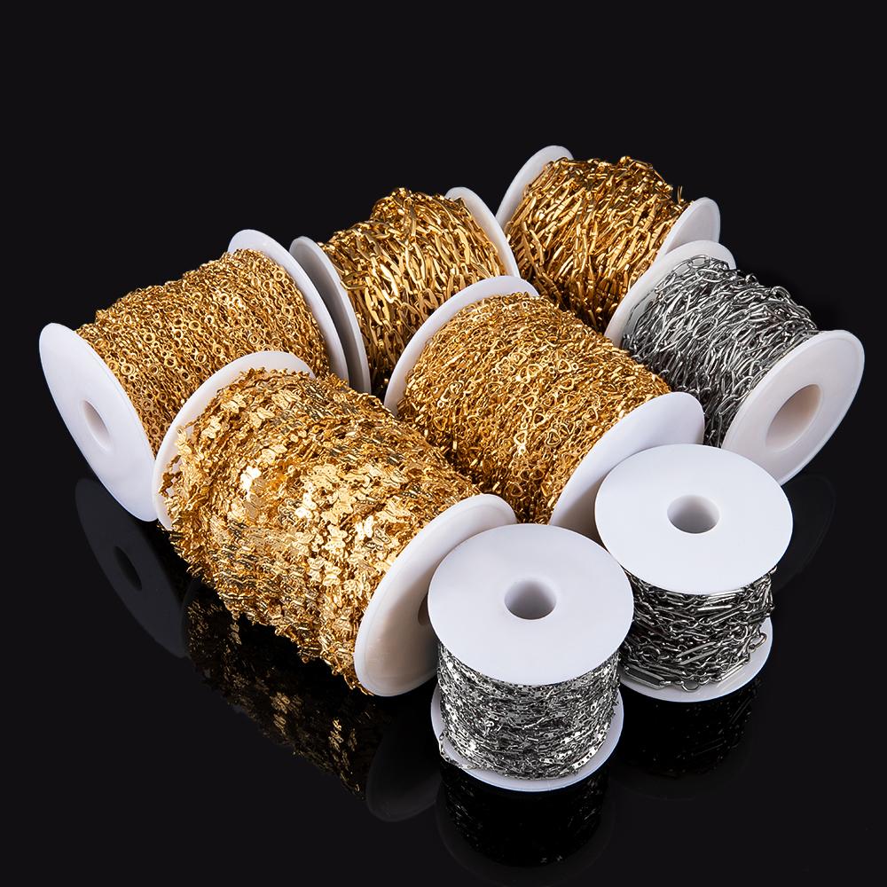 1Meter Multi Styles Stainless Steel Gold Color Silver Color Link Chain Bulk Chains DIY Necklace Jewelry Making Wholesale No Fade