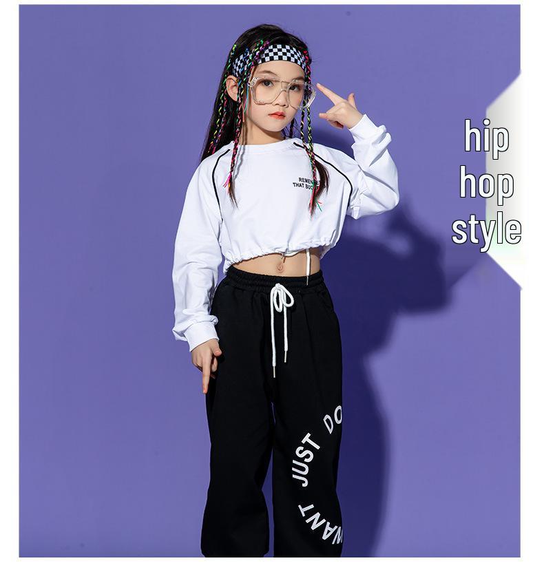 Kids' Hip Hop Dance Outfits: Boys & Girls Spring/Autumn Performance Wear with Crop Tops and Sweatpants