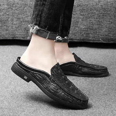 Mode Mode Oberste Schicht Echtes Leder Rutschfeste Slipper Atmungsaktiv Rutschfest Fahrdesign Krokodilmuster Halbschuh zum Gehen