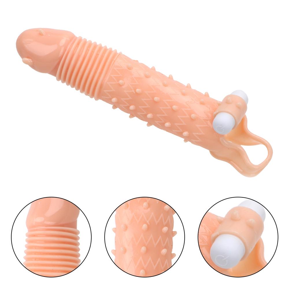 Dick Sleeve Zvětšení penisu Kondomy Sexuální hračky pro muže Prodlužovač Vibrace Zpožděná ejakulace Opakovaně použitelné produkty pro dospělé