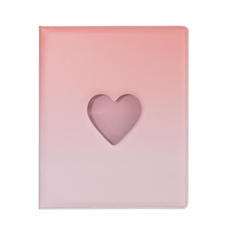 Sweet Heart Cutout Binder A4 Macaron Gradient Card Album D-Ring Loose-Leaf Cute Photocard Holder for K-Pop Idol Photo Collection