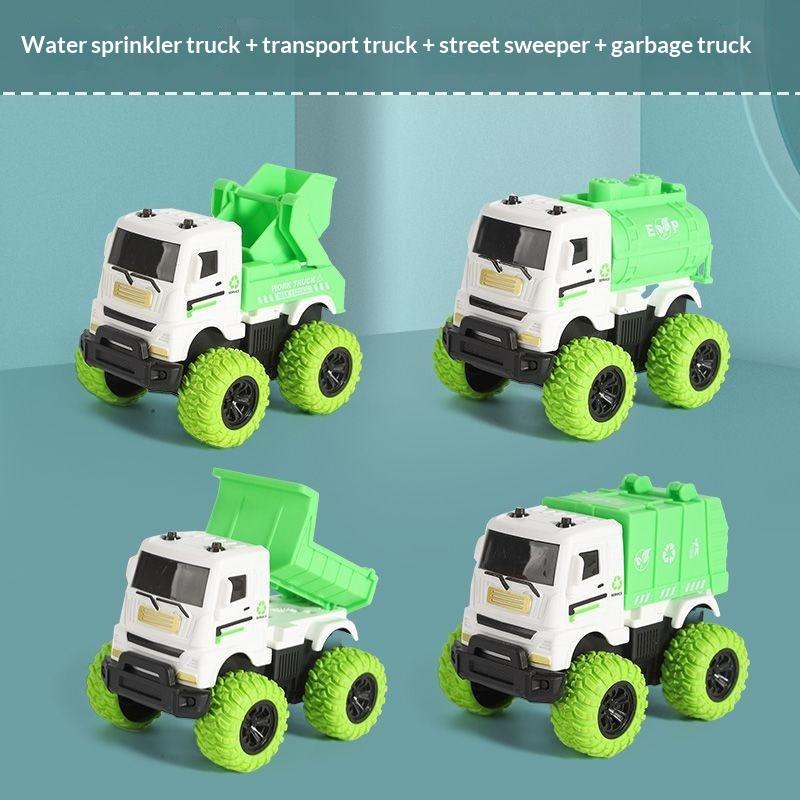 1Pcs Inertia Simulation Truck Toy Engineering Military Fire Sanitation Vehicle With Big Tire For Kids Play Birthday Gift