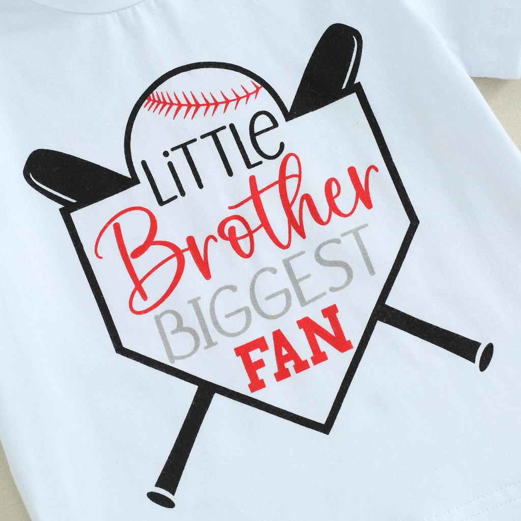 Toddler Boy Shorts Set Letter Print Short Sleeve Round Neck T-Shirt with Baseball Pattern Shorts 2Pcs Outfit