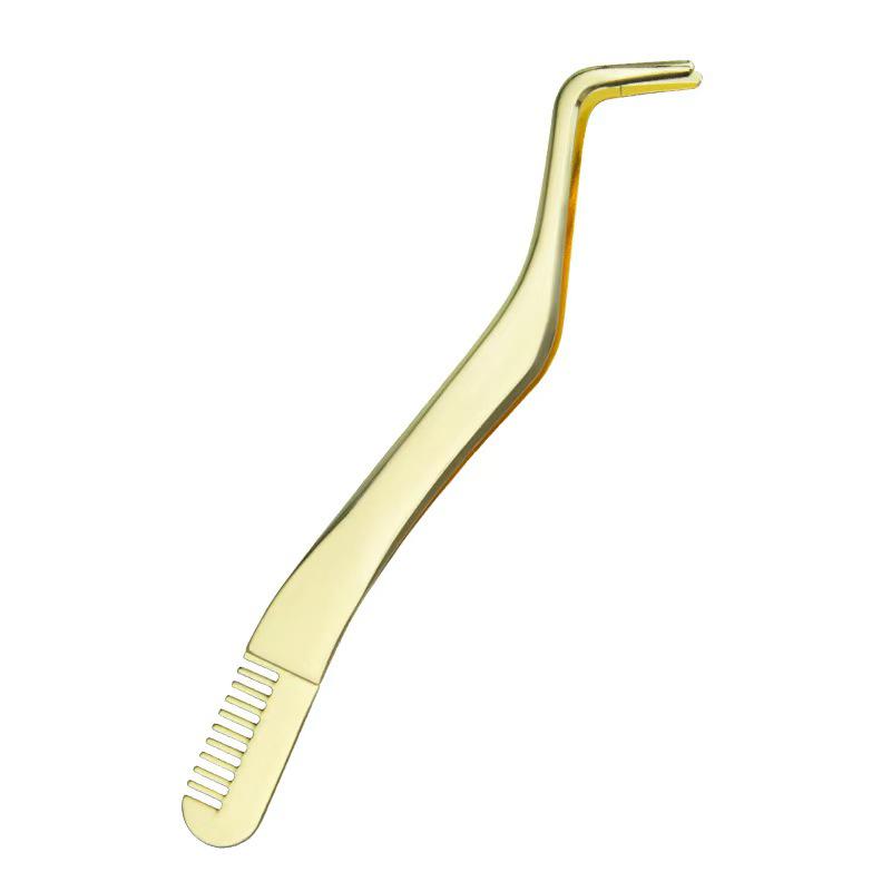 In-Stock Stainless Steel Eyelash Tweezers with Comb - New Model for Applying False Eyelashes